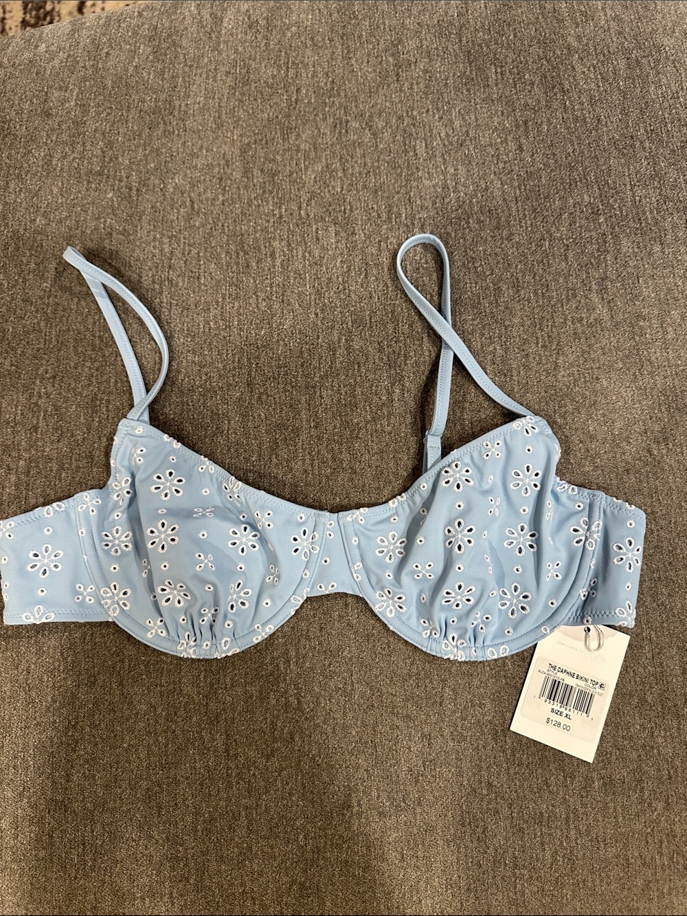 Solid & Striped Lolita powder blue eyelet bikini top